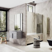Шторка на ванну Maybahglass MGV-790-2 80x140, профиль бронза, стекло матовая бронза