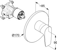 Встраиваемый смеситель для душа и ванны Kludi Pure&Solid 346550575 С ВНУТРЕННЕЙ ЧАСТЬЮ