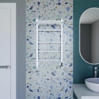 Полотенцесушитель электрический Grota Alto 430х800 RAL9016 EL 80x45 см, подключение справа, слева, скрытое подключение справа, матовый белый, лесенка, из стали, с полкой