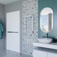 Полотенцесушитель электрический Grota Alto 430х800 RAL9016 EL 80x45 см, подключение справа, слева, скрытое подключение справа, матовый белый, лесенка, из стали, с полкой