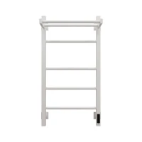 Полотенцесушитель электрический Grota Alto 430х800 RAL9016 EL 80x45 см, подключение справа, слева, скрытое подключение справа, матовый белый, лесенка, из стали, с полкой