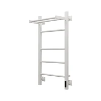 Полотенцесушитель электрический Grota Alto 430х800 RAL9016 EL 80x45 см, подключение справа, слева, скрытое подключение справа, матовый белый, лесенка, из стали, с полкой