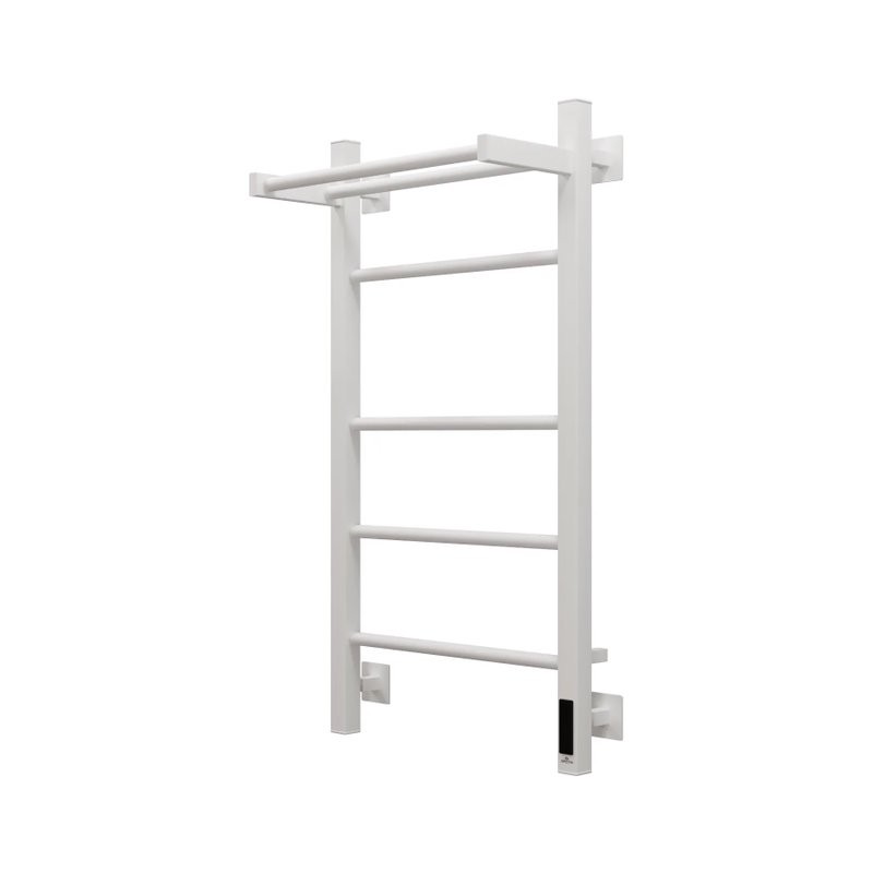 Полотенцесушитель электрический Grota Alto 430х800 RAL9016 EL 80x45 см, подключение справа, слева, скрытое подключение справа, матовый белый, лесенка, из стали, с полкой