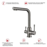 Смеситель для кухни с подключением фильтра Raglo R81.61.09, графит