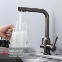 Смеситель для кухни с подключением фильтра Raglo R81.61.09, графит