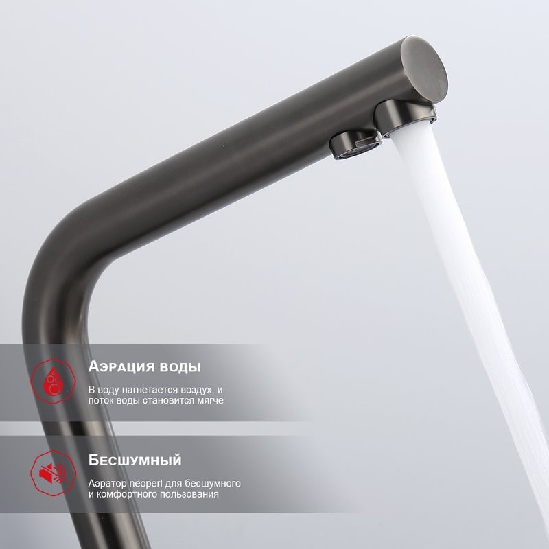 Смеситель для кухни с подключением фильтра Raglo R81.61.09, графит