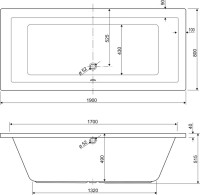 Акриловая ванна Cezares Plane 190x80 см, пристенная, белая, с каркасом