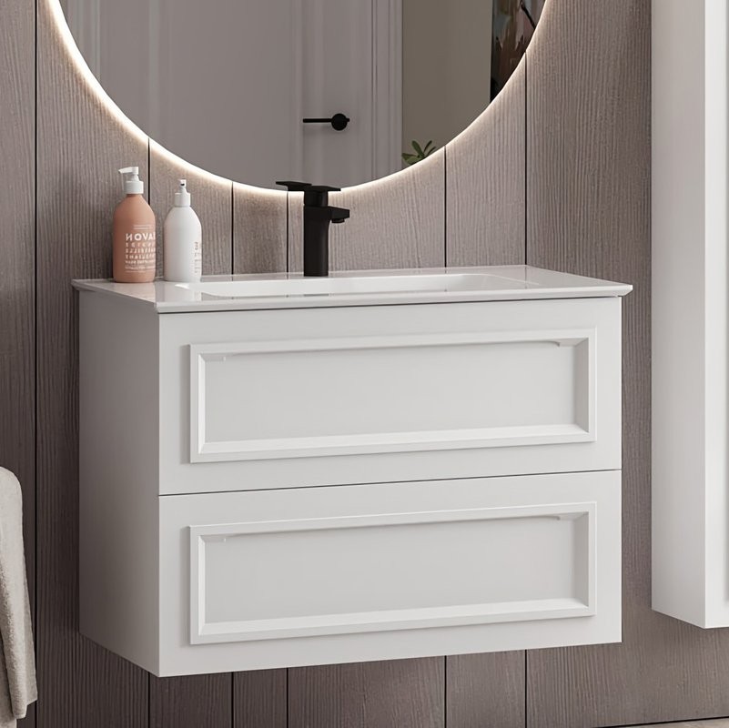 Тумба с раковиной Belux София 95 подвесная, белая глянцевая