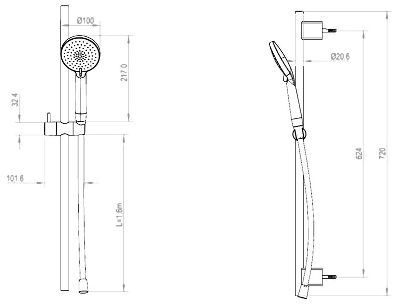 Душевой гарнитур Splendy Sense R SR20972R1001BM хром