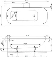 Стальная ванна Bette Form 190x80 см, встраиваемая, белая, на ножках, с самоочищающимся покрытием, с шумоизоляцией