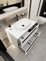 Тумба под раковину со столешницей La Fenice Elba Twin 90 подвесная, белая, столешница белый мрамор
