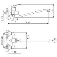 Смеситель с длинным изливом для ванны Frap H39 F2239-B хром Смеситель с длинным изливом для ванны Frap H39 F2239-B хром