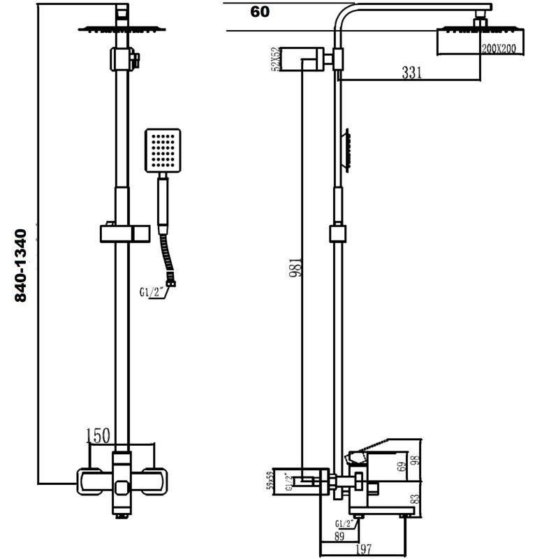 Душевая стойка Fmark FS8145H черная