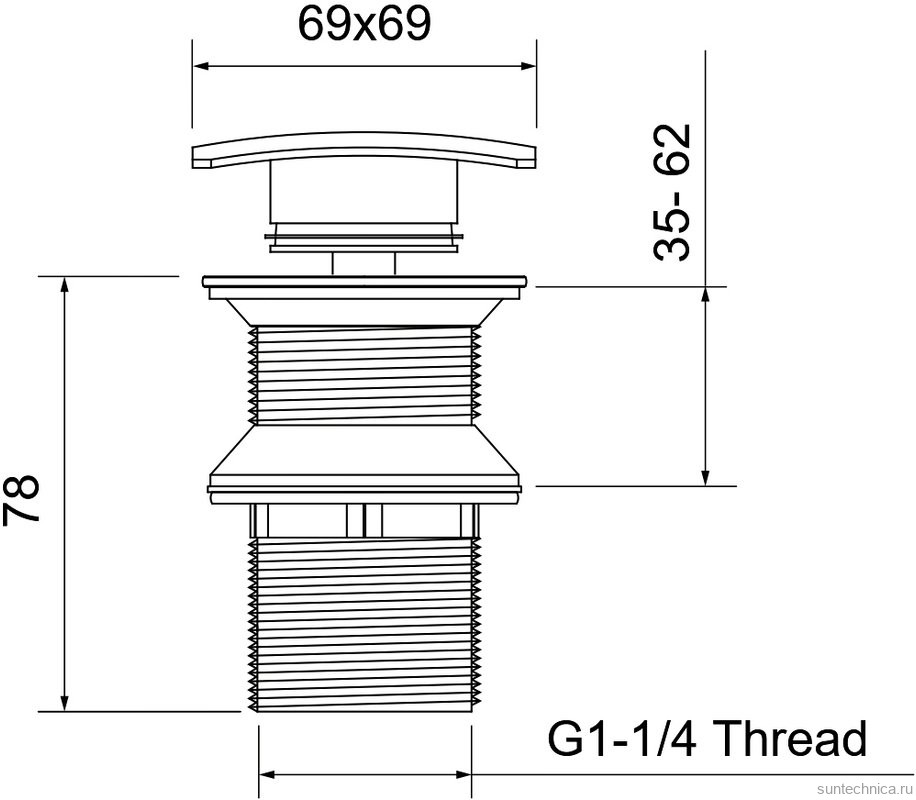 Донный клапан для раковины AQUATEK AQ6004CR с переливом, хром