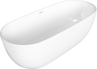 Акриловая ванна Grossman Classic AG64120BN 170x80 см, отдельностоящая, белая матовая, овальная, с каркасом, со сливом-переливом