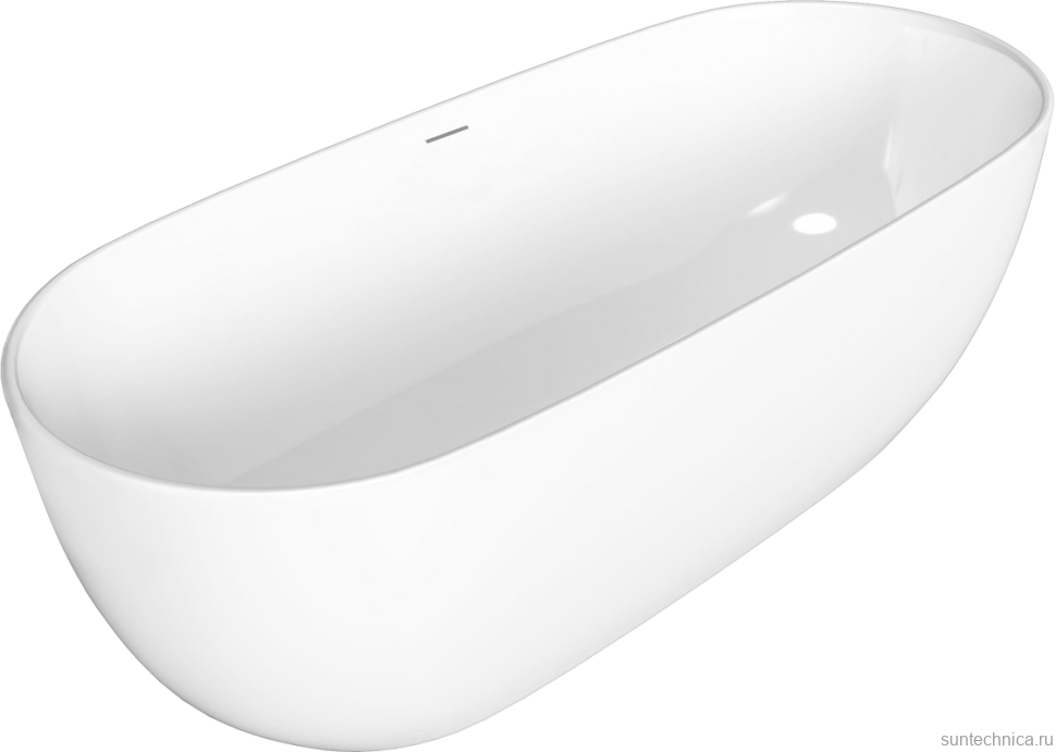 Акриловая ванна Grossman Classic AG64120BN 170x80 см, отдельностоящая, белая матовая, овальная, с каркасом, со сливом-переливом