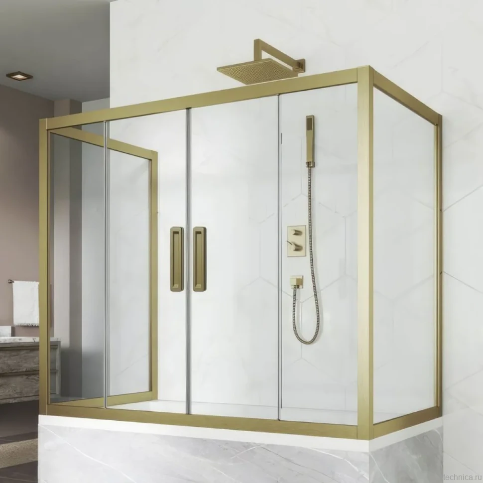 Шторка на ванну Kubele DE019 P4U-CLN-BR, 170х70 см, профиль бронза