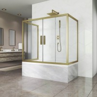 Шторка на ванну Kubele DE019 P4U-CLN-BR, 170х70 см, профиль бронза