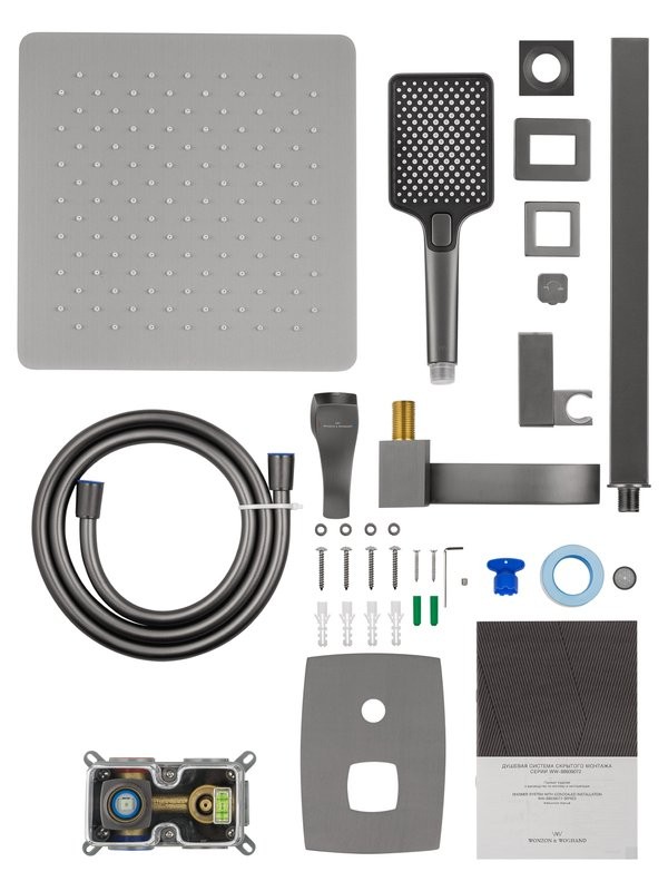 Душевой комплект Wonzon & Woghand Flex WW-88939072-BGM С ВНУТРЕННЕЙ ЧАСТЬЮ, темный графит