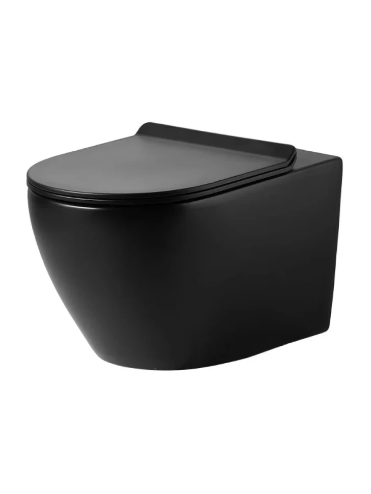 Комплект Agger ATI03144+APB200 Унитаз подвесной безободковый, с микролифтом, матовый черный + Система инсталляции + Кнопка смыва хром