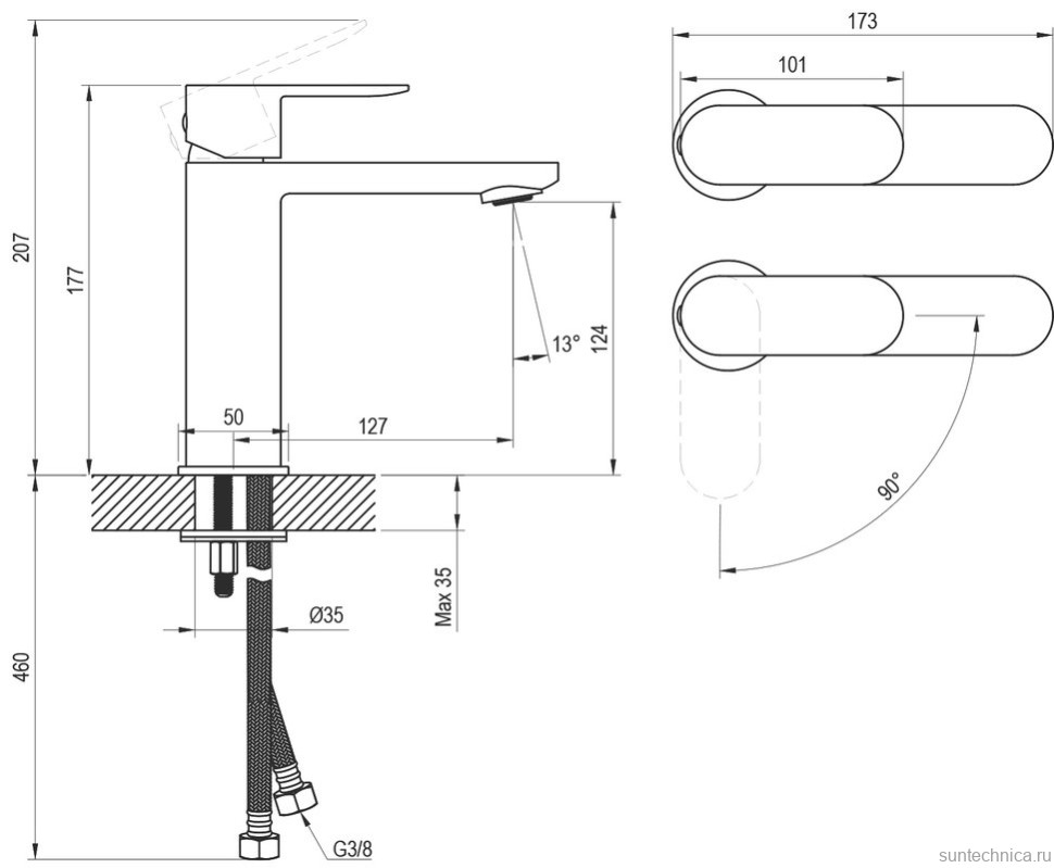 Смеситель для раковины Ravak Chrome II CR II 014.21BL BeCool, матовый черный