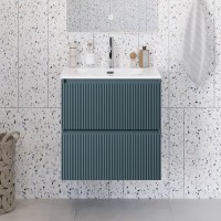 Тумба с раковиной BelBagno Uno-mini 50 подвесная, 2 ящика, матовая голубая
