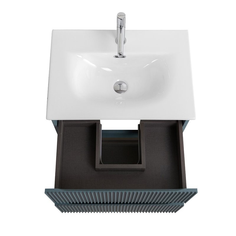 Тумба с раковиной BelBagno Uno-mini 50 подвесная, 2 ящика, матовая голубая