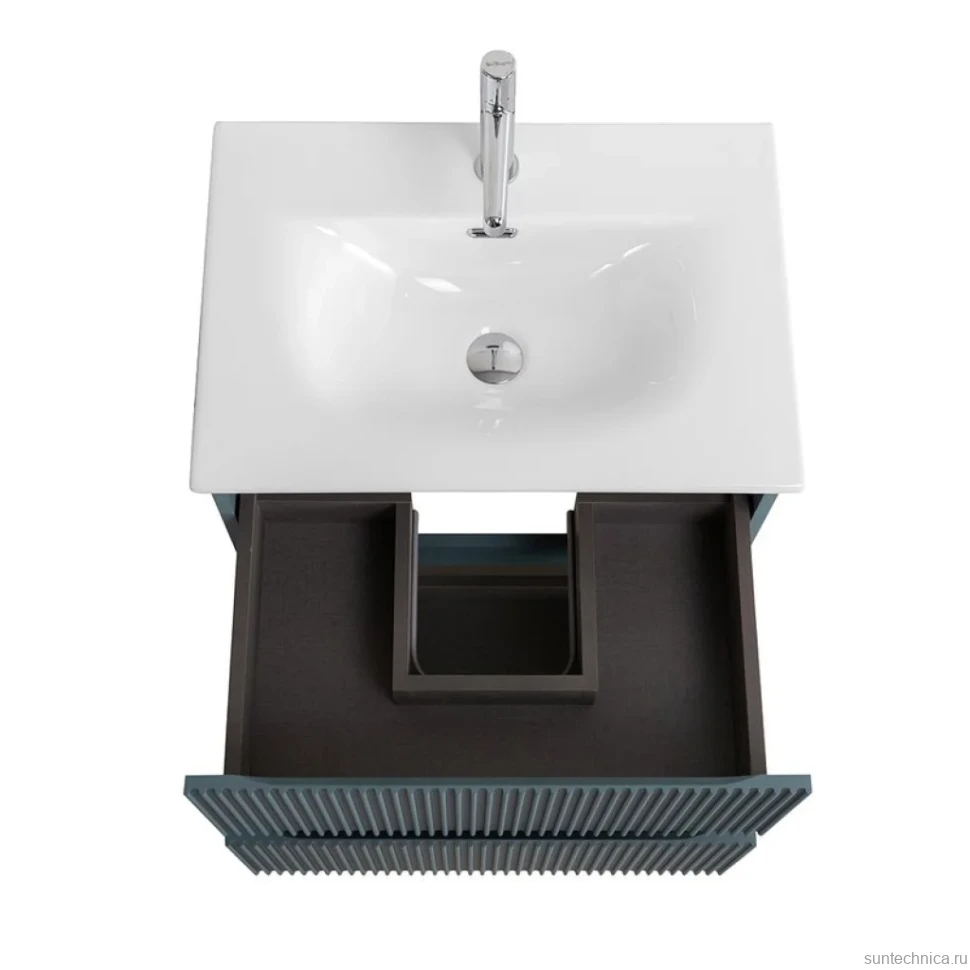 Тумба с раковиной BelBagno Uno-mini 50 подвесная, 2 ящика, матовая голубая