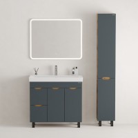 Тумба под раковину без столешницы Onika Айленд 90 напольная, графит, дуб крафт золотой