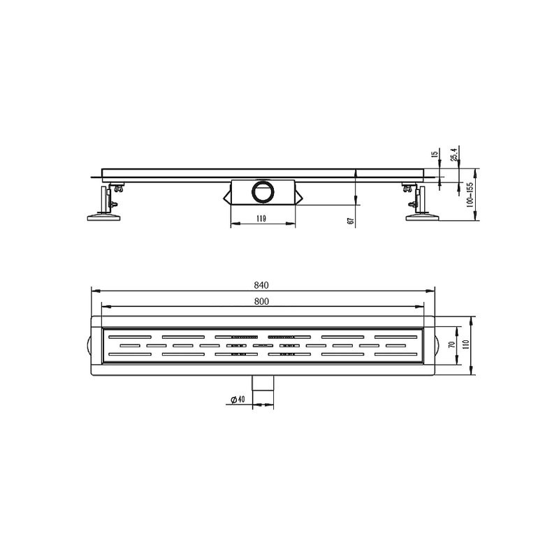 Душевой трап (лоток) Raglo R651 R651.80.09 80 см, решетка графит, с сифоном