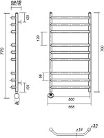 Полотенцесушитель электрический Domoterm Лаура П9 50x70, золото, L