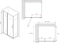 Душевой уголок Abber Sonnenstrand AG04120MS-S80M 80x120, профиль хром, стекло матовое