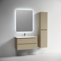 Тумба под раковину подвесная Sancos Folk 890х445х500 мм, c двумя ящиками оснащенными доводчиками, Капучино