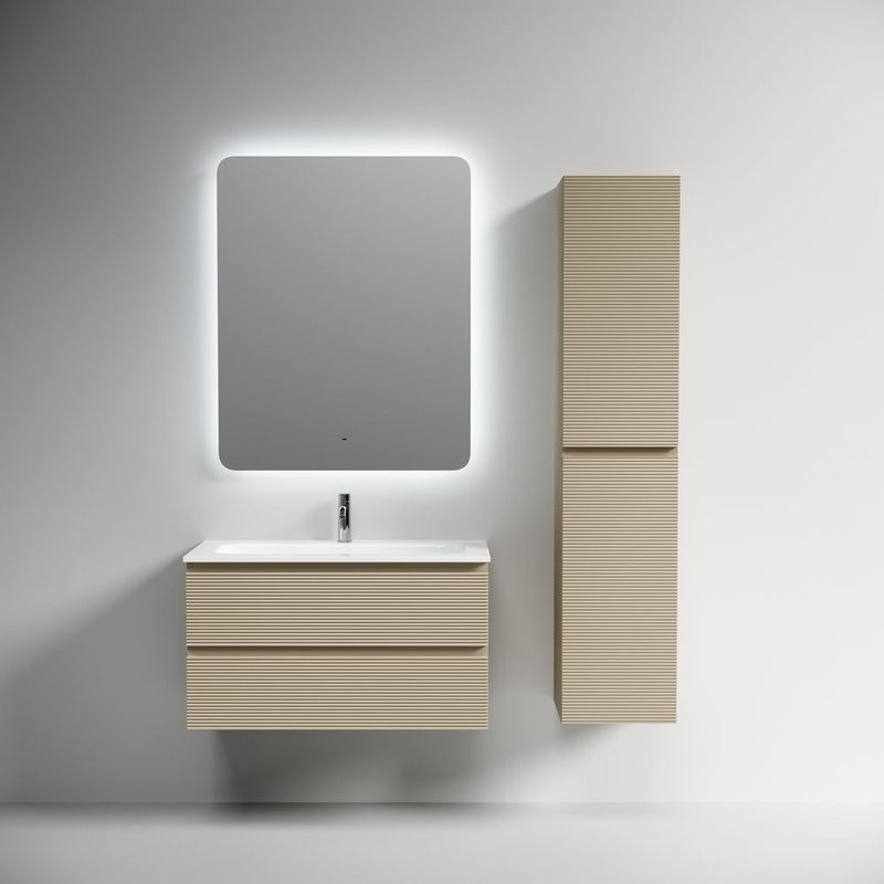 Тумба под раковину подвесная Sancos Folk 890х445х500 мм, c двумя ящиками оснащенными доводчиками, Капучино