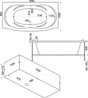 Акриловая ванна Bas Фиеста 195x100 см, пристенная, белая + ремкомплект Good Door