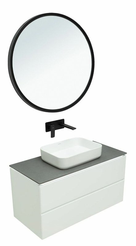 Мебель для ванной комнаты Allen Brau Infinity 100 подвесная, белый матовый, столешница графит структ