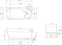 Акриловая ванна Abber Kristall AT9706 Emerald 170x80 см, отдельностоящая, овальная, с донным клапаном
