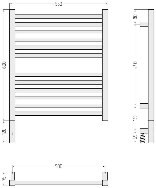 Полотенцесушитель электрический Сунержа Модус 3.1 32-5900-6050 70x55 см, подключение слева, золотой шелк, лесенка