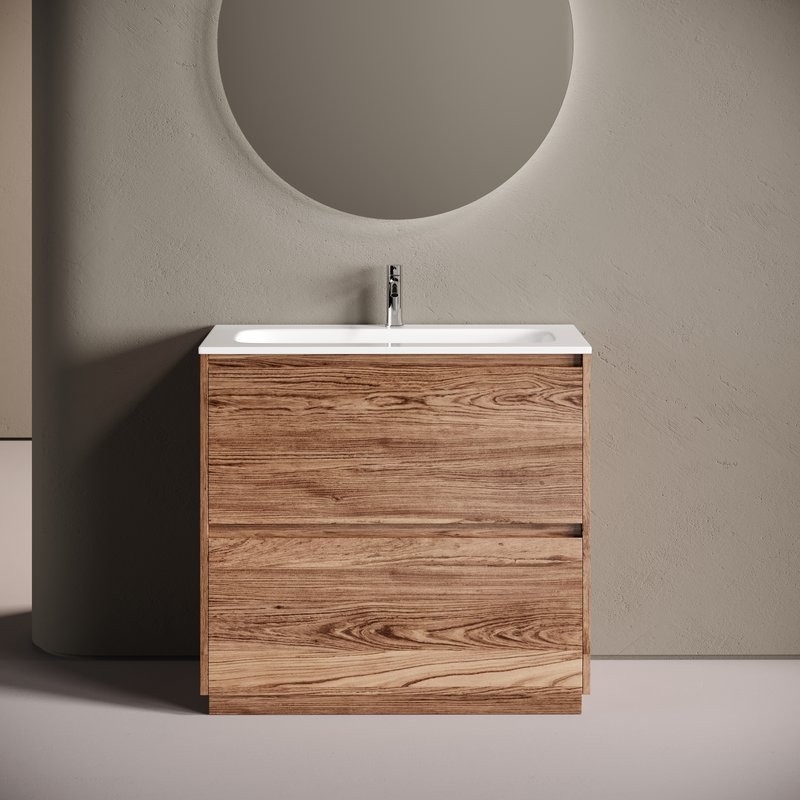 Тумба с раковиной Sancos Libra Floor 90 напольный, дуб чарльстон, раковина СN7019