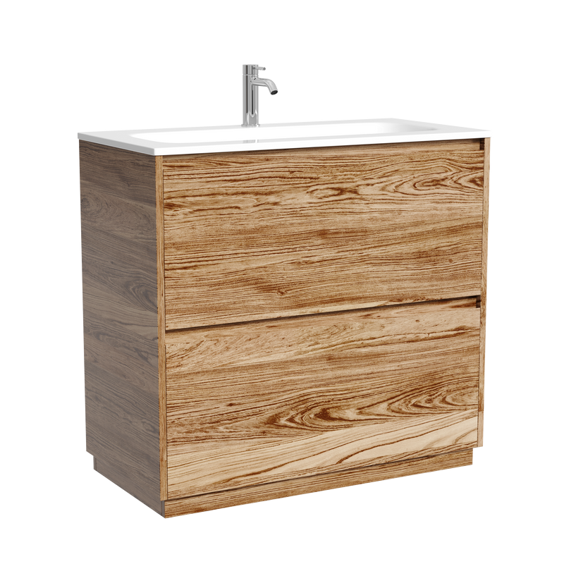 Тумба с раковиной Sancos Libra Floor 90 напольный, дуб чарльстон, раковина СN7019