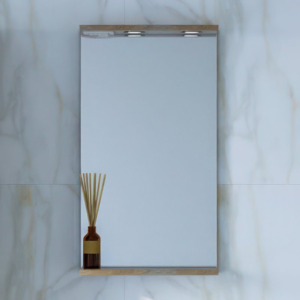 Зеркало Бриклаер Кристалл 40, с подсветкой, дуб гранж песочный