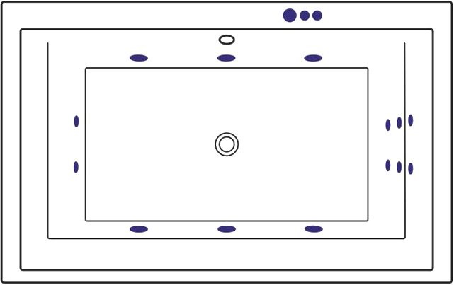 Акриловая ванна Excellent Crown Lux Smart 190x120 см, встраиваемая, с гидромассажем, белая, с каркасом, для двоих, со сливом-переливом, фурнитура золото