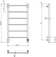 Полотенцесушитель электрический Grota Simple K 530х1000 NM EL 100x55 см, подключение справа, слева, скрытое подключение справа, матовый хром, лесенка