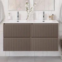 Тумба с раковиной BelBagno Uno 120 подвесная, 4 ящика, матовая бежевая