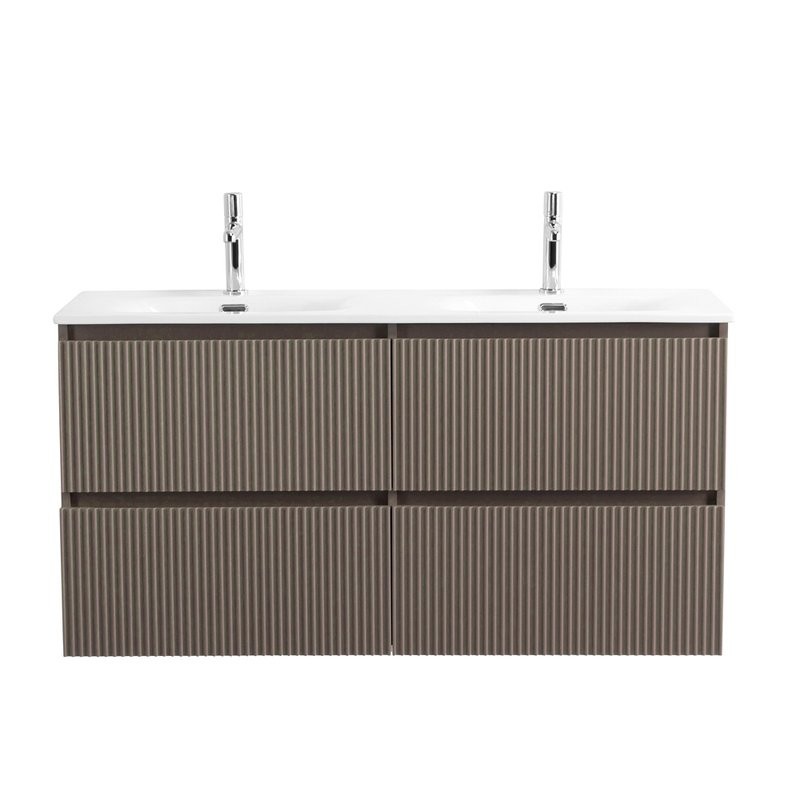 Тумба с раковиной BelBagno Uno 120 подвесная, 4 ящика, матовая бежевая