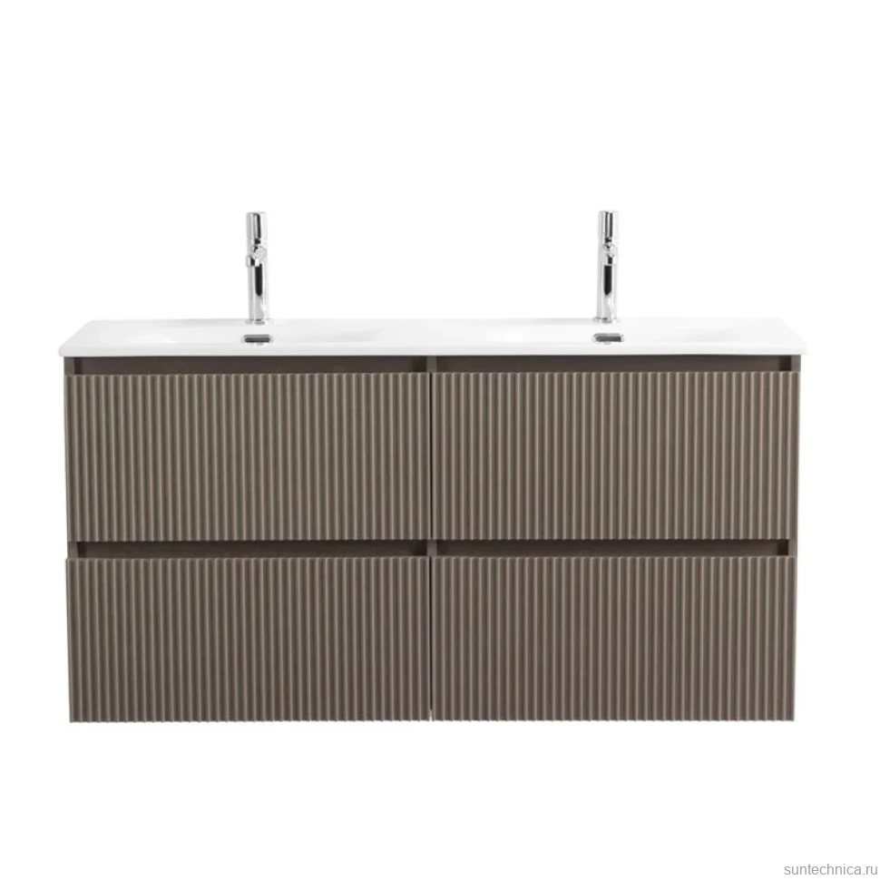 Тумба с раковиной BelBagno Uno 120 подвесная, 4 ящика, матовая бежевая