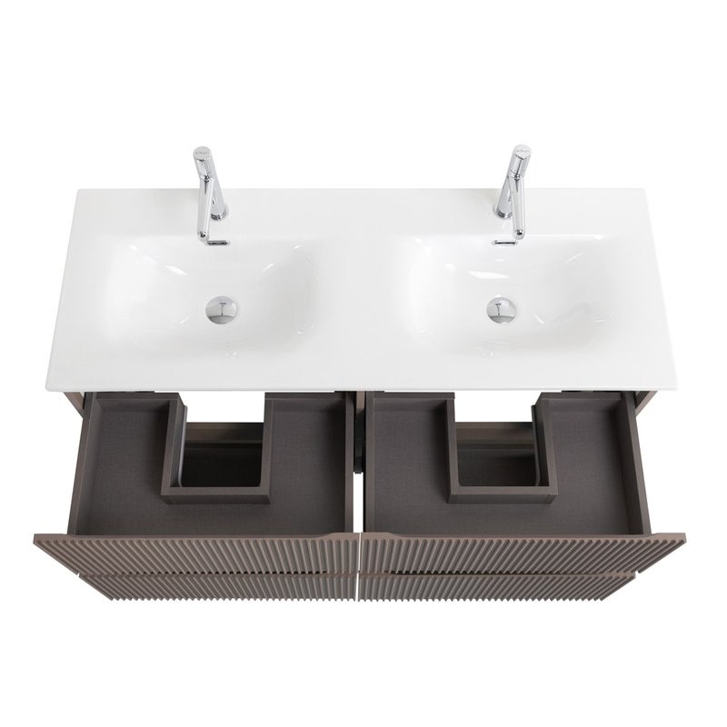 Тумба с раковиной BelBagno Uno 120 подвесная, 4 ящика, матовая бежевая