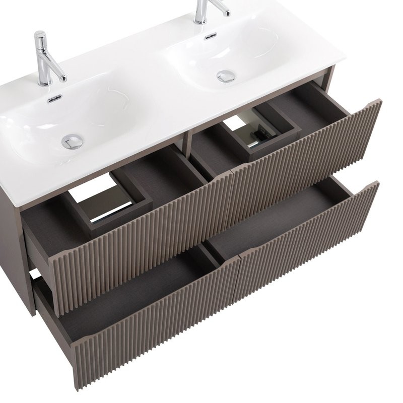 Тумба с раковиной BelBagno Uno 120 подвесная, 4 ящика, матовая бежевая