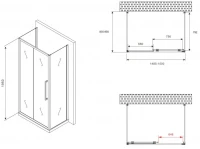 Душевой уголок Abber Schwarzer Diamant AG30150H-S85-S85 150x85, профиль хром, стекло прозрачное