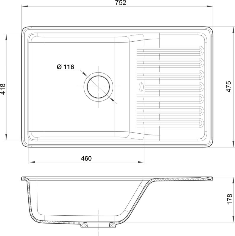 Мойка кухонная GranFest Quarz Z 72 белая